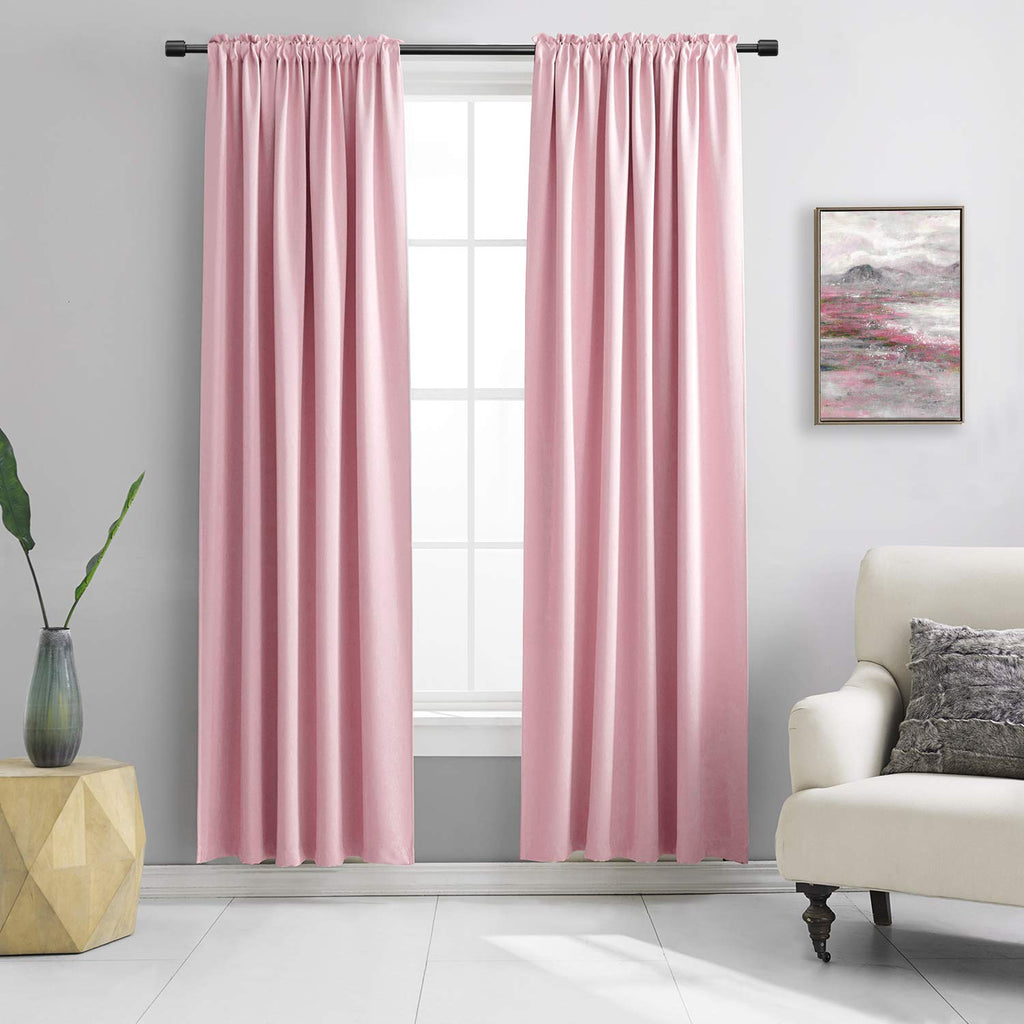 Donren Pink Blackout Drapes For Girls Room - Baby Home Decoration Privacy Protection Thermal Insulated Blackout Window Drapes With Rod Pocket (2 Panels,52 X 84 Inch)