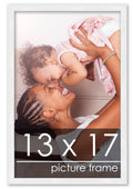 Poster Palooza 13x17 Frame White Solid Pine Wood Picture Frame | UV Acrylic, Foam Board Backing & Hanging Hardware