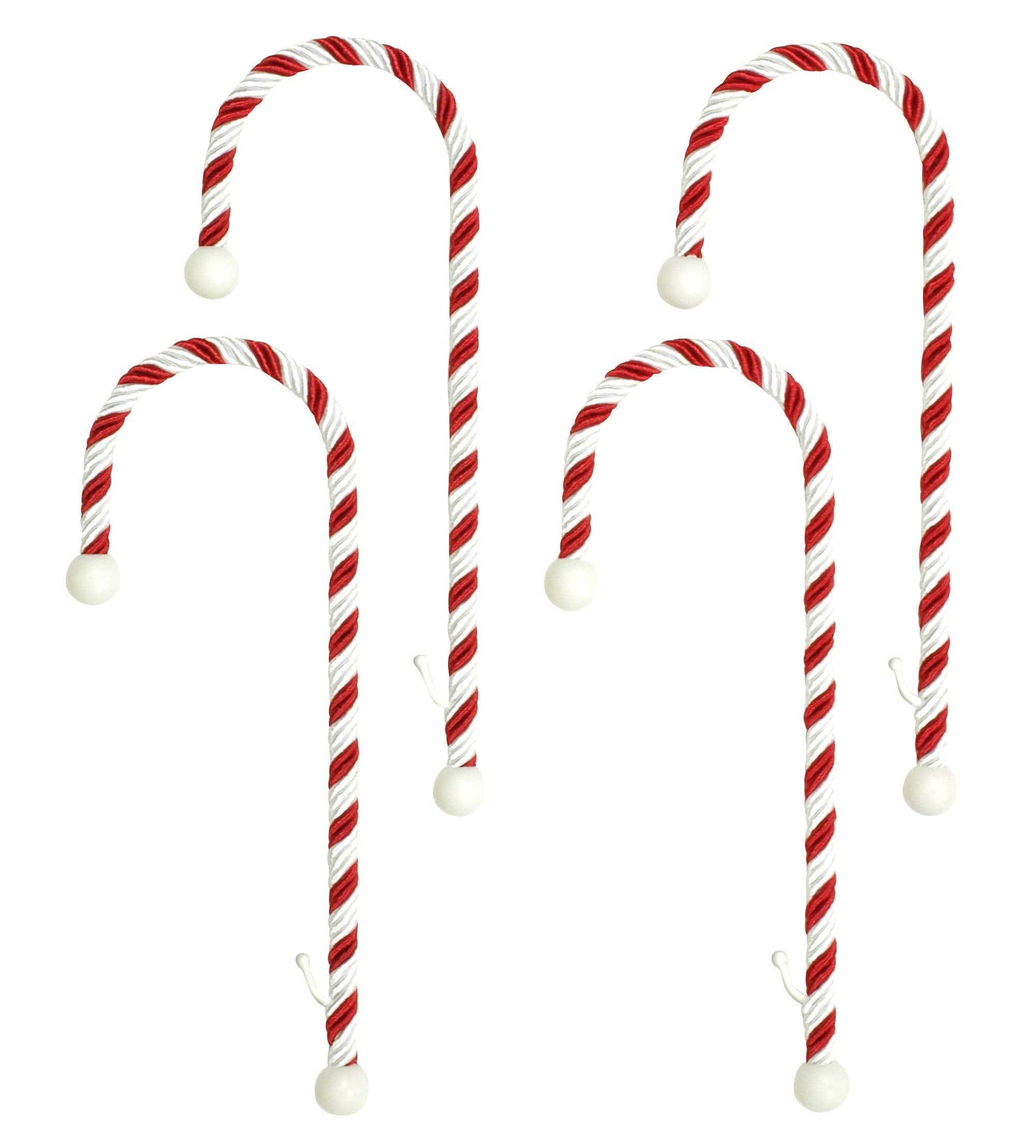 Haute Decor Candy Cane Stocking Holder (Classic Red & White, 4Pack)  Lightweight Christmas Stocking Hanger, Holds up to 10 pou