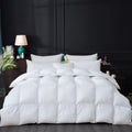 Luxurious All-Season Goose Down Feather Fiber Comforter King Size Duvet Insert, Premium White Solid Plain Design, Premium Baffle