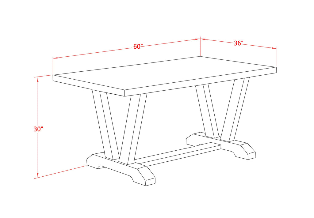 East West Furniture V2-776 3 Piece Dinette Set for Small Spaces Contains a Rectangle Dining Table with V-Legs and 2 Dining Table Bench, 36x60 Inch, Multi-Color