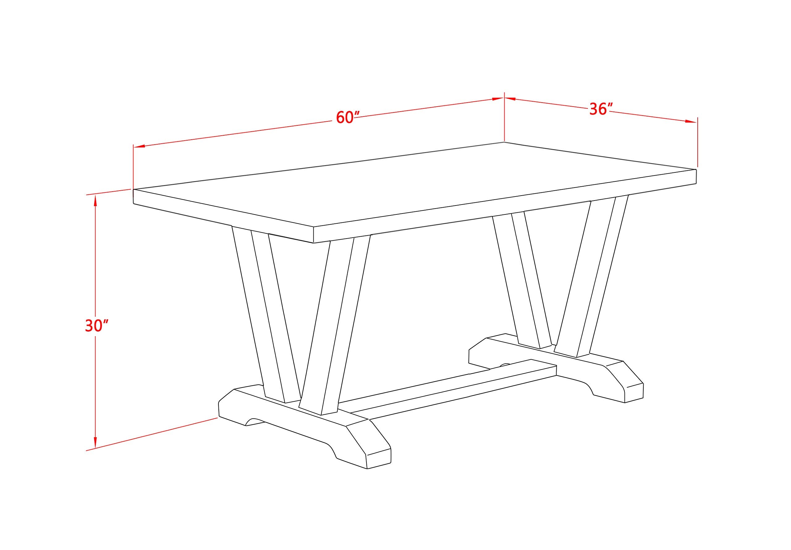 East West Furniture V2-776 3 Piece Dinette Set for Small Spaces Contains a Rectangle Dining Table with V-Legs and 2 Dining Table Bench, 36x60 Inch, Multi-Color