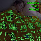 Excavator Blanket Construction Gifts For Kids Glow In The Dark Truck Blanket Soft Tractor Toys Throw Blankets Boys Car Theme Dec