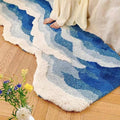 ZYLG Wave Shape Furry Bedroom Rug, Fluffy Area Rug, Girls, Boys, Childrens Room, Nursery Rugs Home Decor,Bathroom Rug (19.7x47.
