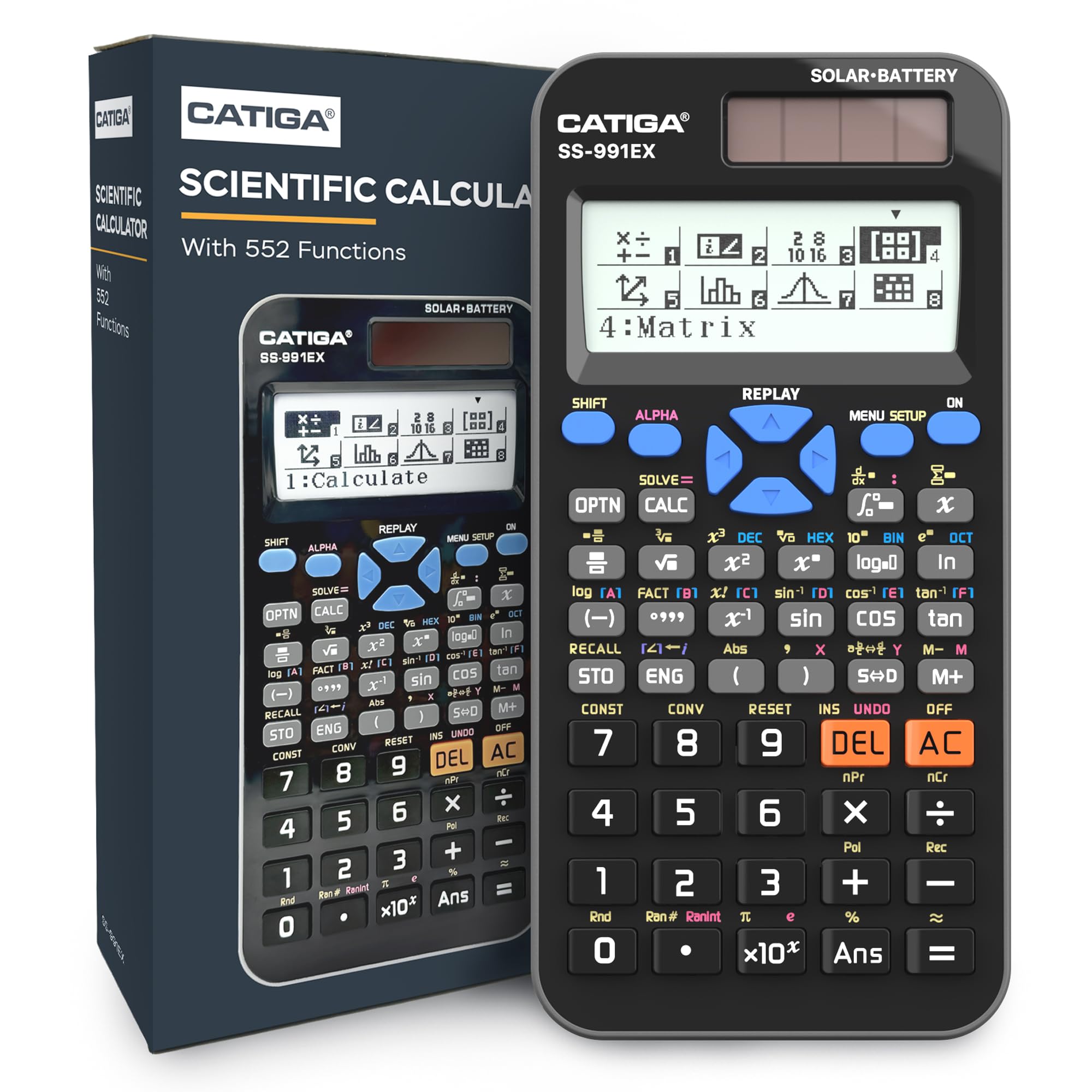 Catiga Ss-991Ex Scientific Calculator With Advanced 550 Functions- Solar & Battery Powered, Multi-Function, High School & Colleg