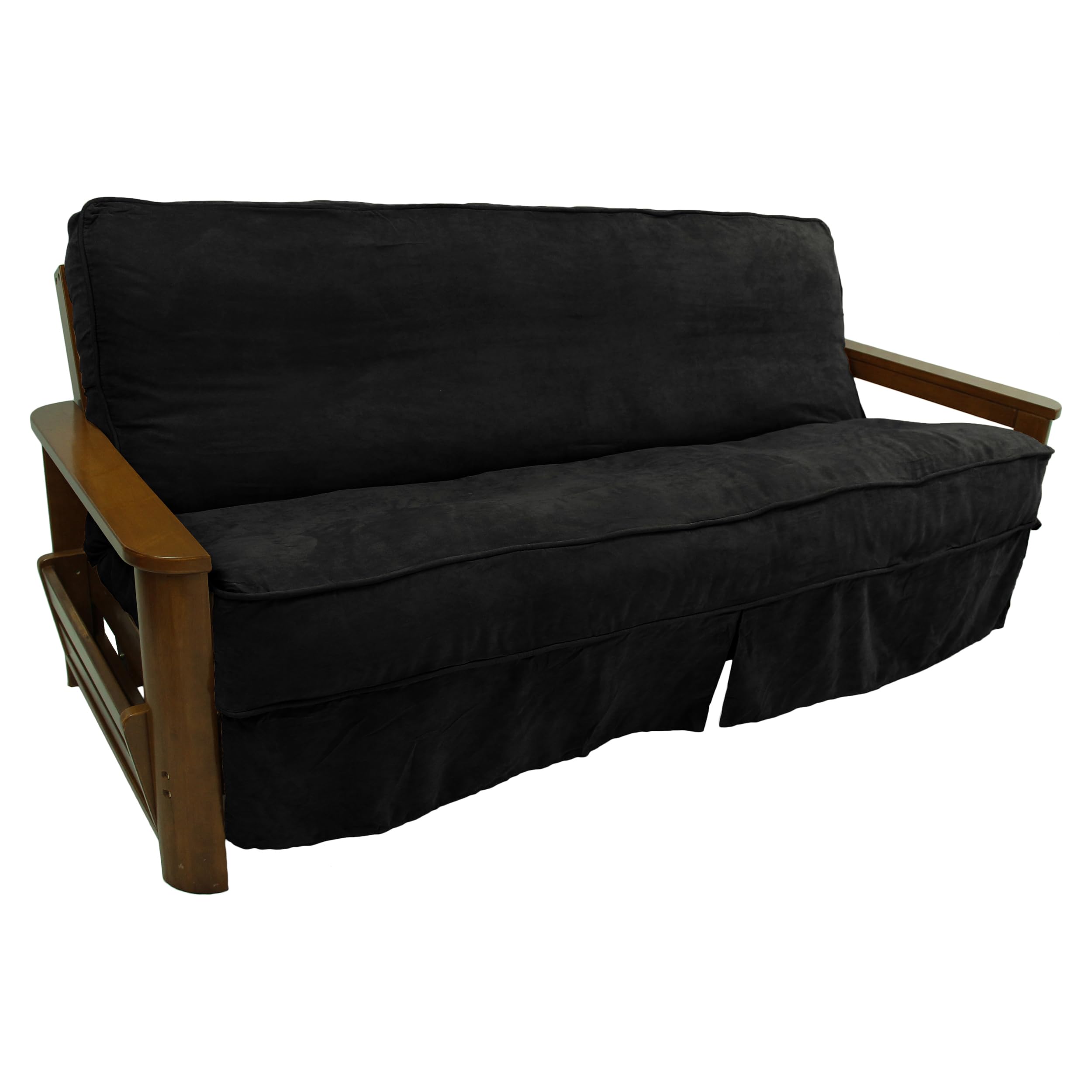 Blazing Needles Solid Microsuede Double Corded 8" to 9" Futon Slipcover, Full, Black