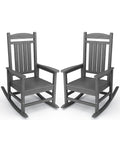 KINGYES HDPE Patio Rocking Chair Set of 2, Outdoor Rocking Chairs Porch Rocker for Adults, Grey