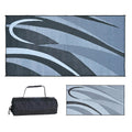 Stylish Camping Gb1 8-Feet X 16-Feet Rv Reversible Graphic Patio Mat, Black/Silver
