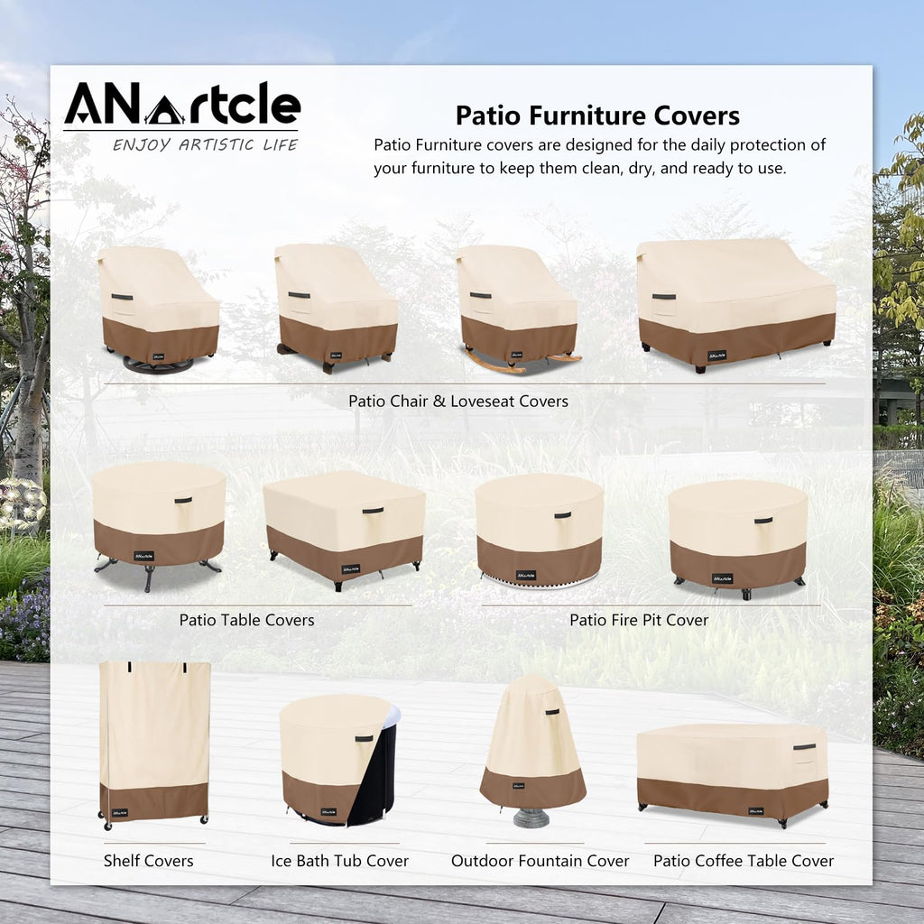 Anartcle Outdoor Swivel Lounge Chair Cover 2 Pack,600D Waterproof Heavy Duty Outdoor Chair Covers(35 W X 37 D X 38.5 H Inches),P