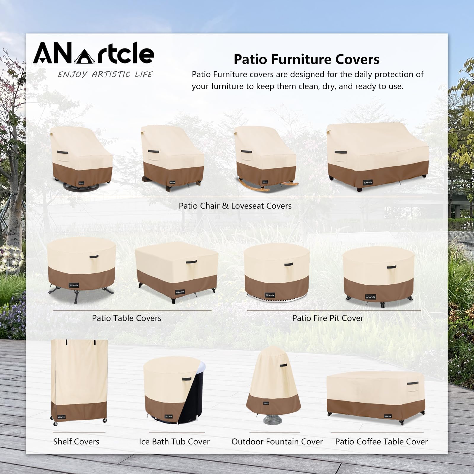 Anartcle Outdoor Swivel Lounge Chair Cover 2 Pack,600D Waterproof Heavy Duty Outdoor Chair Covers(35 W X 37 D X 38.5 H Inches),P