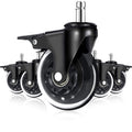 LONGADS Office Chair Caster Wheels with Brakes 5 Packs 3 in for Hardwood Floors and Low Pile Carpet,Heavy Duty Quiet Swivel Repl