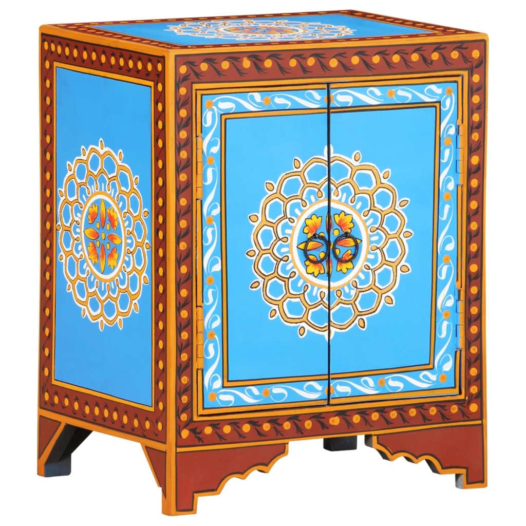 Vidaxl Hand Painted Bedside Cabinet 15.7 Inch X11.8 Inch X19.7 Inch  Solid Mango Wood