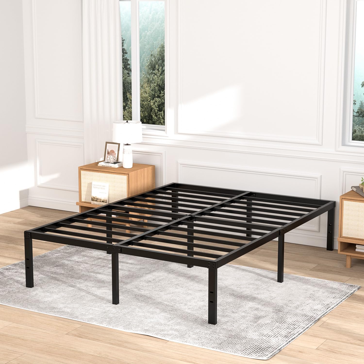 VENI HOME 16 Inch Queen Bed Frame, Platform Bed Frame Queen Size No Box Spring Needed, Heavy Duty Metal Queen Size Bed Frame Eas