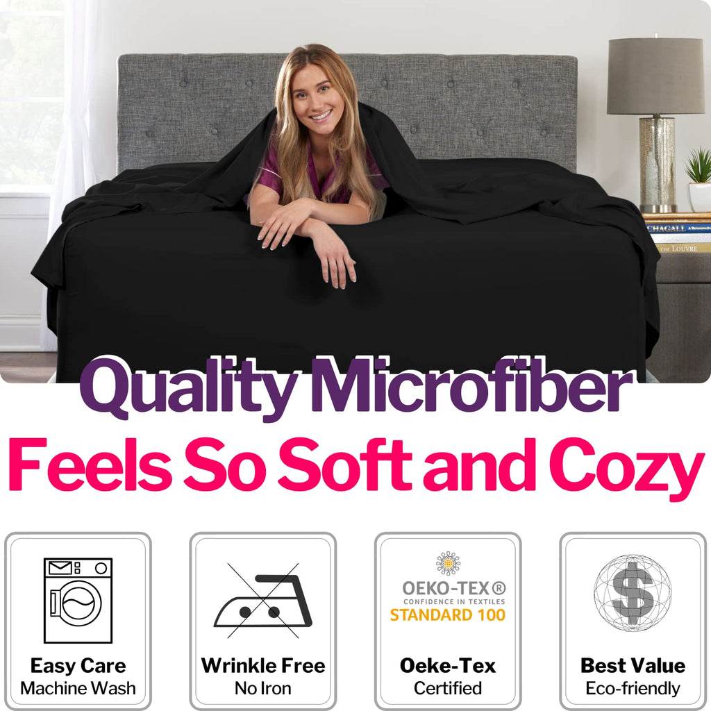Dealuxe 21'' Sheet Set - Twin 3 Piece Set - Black