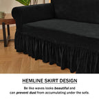 Niceec Loveseat Cover Super Soft 1-Piece Black Slipcover For Loveseats Stretch Universal Spandex Couch Covers For Living Room Easy Fit Washable Furniture Sofa Protector With Skirt