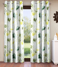 Home Sizzler 2 Pieces Abstract Garden Eyelet Polyester Semi Sheer Window Curtains5 Feet, Green