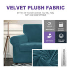 Znsayotx Luxury Velvet Couch Cover 3 Piece Stretch Sofa Covers For 2 Cushion Couch Soft Loveseat Slipcover Living Room Anti Slip Dogs Love Seat Furniture Protector (Peacock Blue), 55'-69'(2 Cushions)
