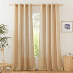 Nicetown Semi Sheer Linen Burlap Curtains For Farmhouse, Grommet Semi Sheer Balance Privacy Added With Light Filtering Vertical Drapes For Bedroom/Living Room, W55 X L90, 2 Panels