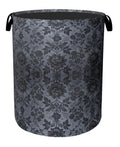 Black Damask Flower Laundry Basket  Large Laundry Hamper with Handles, Space Saving Foldable Design for Nursery