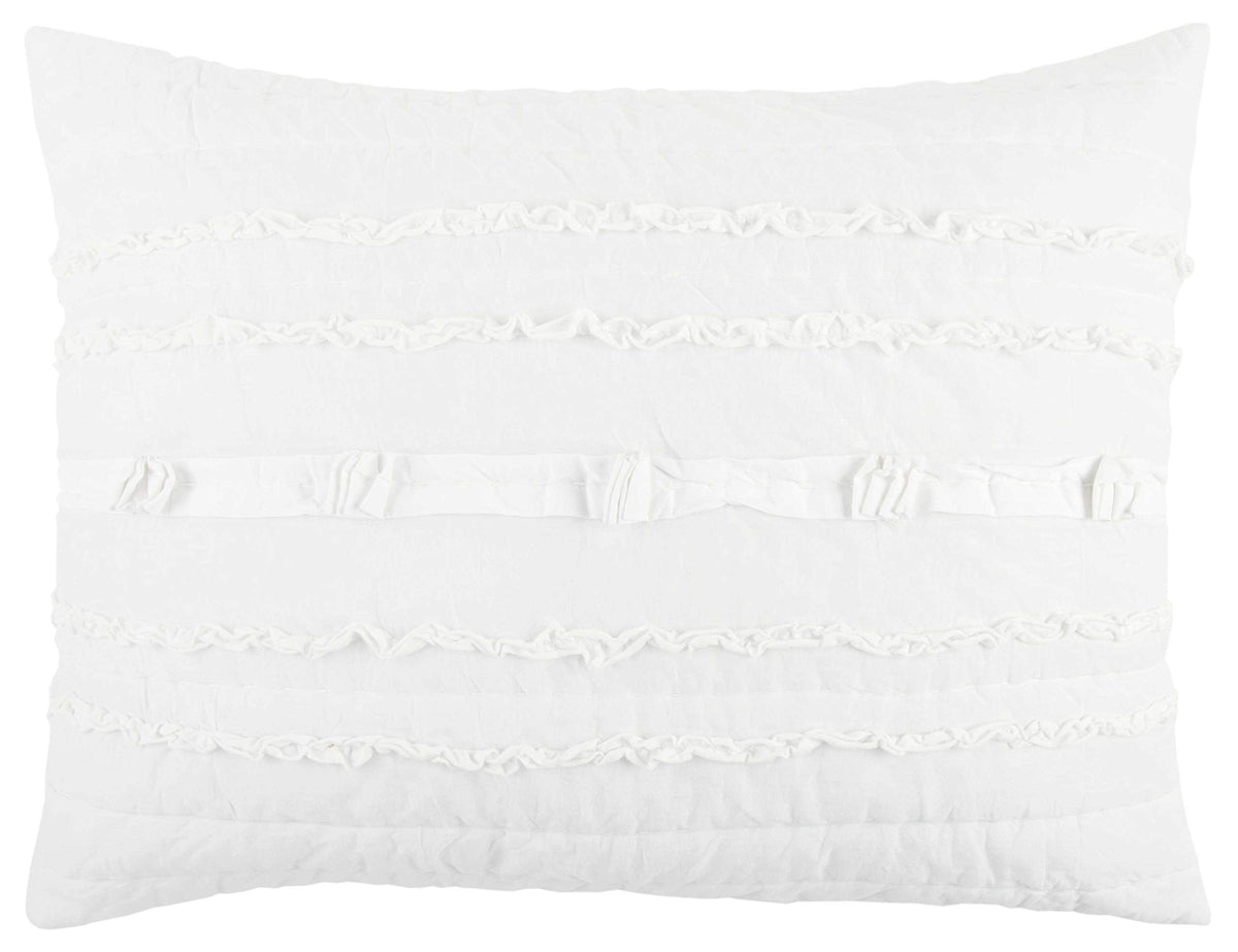 Rizzy Home | Bq4438 | King Sham | 20"X36" White Nuetral Stripe