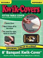 Collegiate Kwik-Covers Rectangle Plastic Table Covers, Bundle Of 2 (University Of Missouri, 8')
