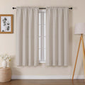 Lecloud Bessie Khaki Curtains 63 Inch Length 2 Panels, Light Filtering Curtains for Bedroom, Faux Linen Textured Rod Pocket Curt