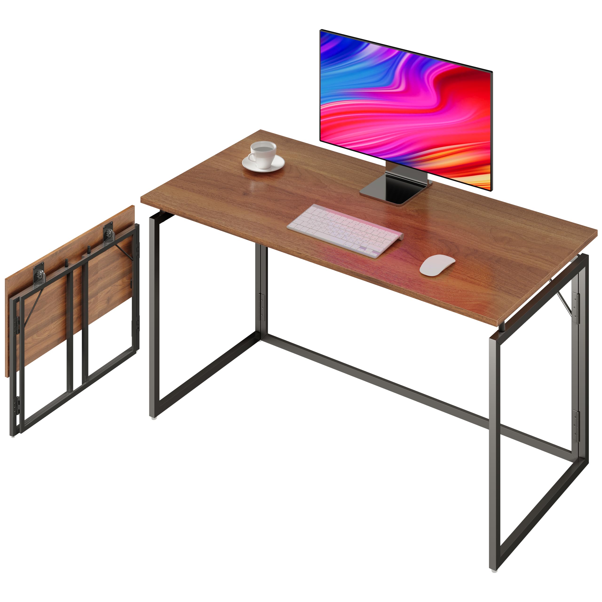 alawooder Folding Desk 40 Inch - Small Foldable Desk for Small Space Minimalist, Space Saving Collapsible Compact Desk Portable 