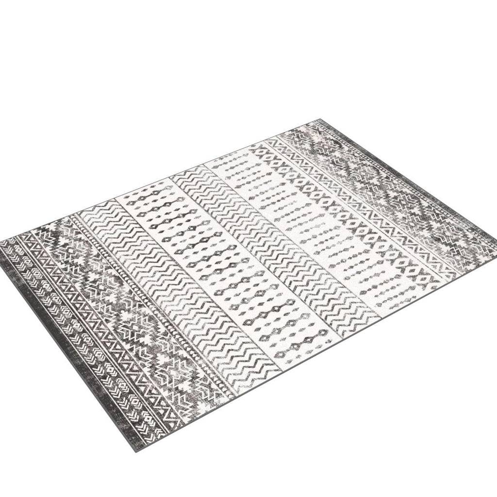 Art&Tuft 8X10 Area Rug, Super Soft Ultra-Thin Moroccan Washable Rug, Anti-Slip Backing Rugs For Living Room, Foldable Geometric
