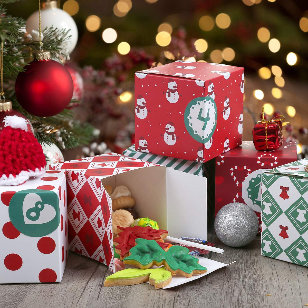 Kesoto Diy Christmas Advent Calendar 2024, 24 Cardboard Treasure Boxes With 1-24 Number Stickers Christmas Countdown Calendar Fo
