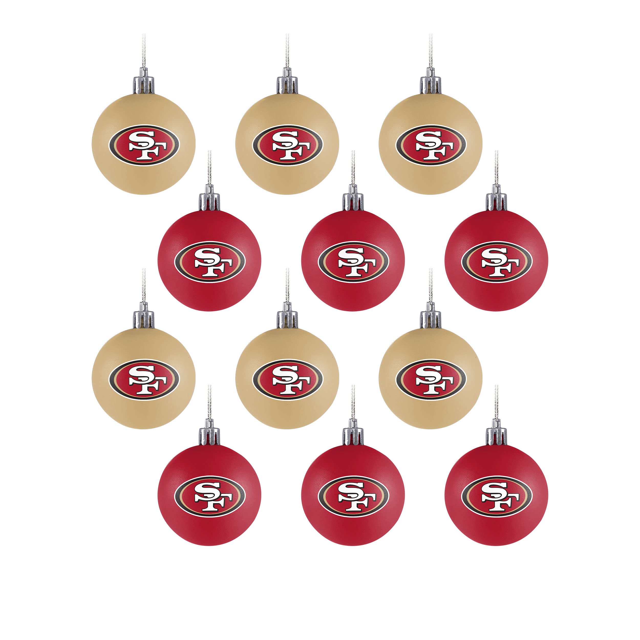 FOCO San Francisco 49ers NFL 12 Pack Ball Ornament Set