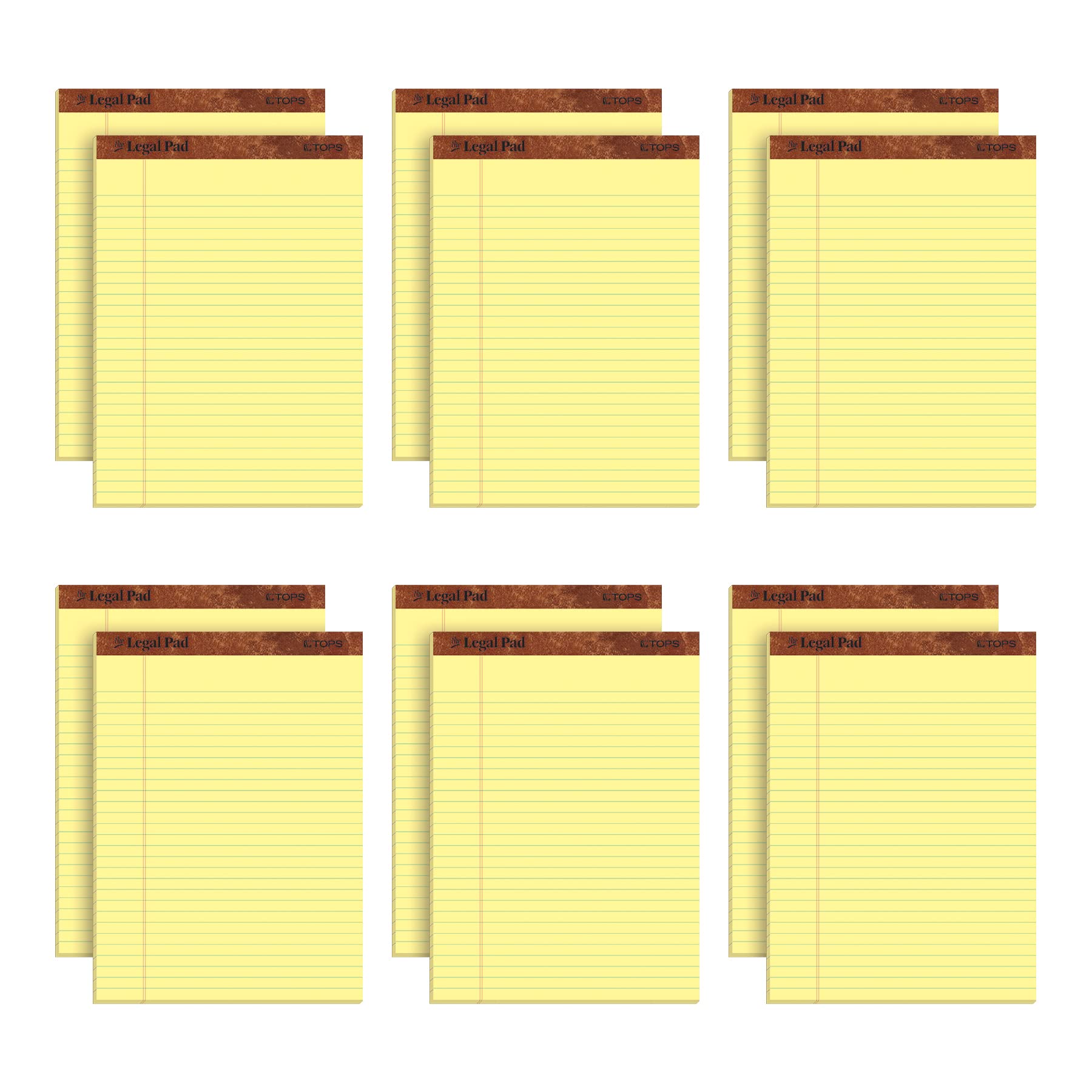 Tops 8.5 X 11 Legal Pads, 12 Pack, The Legal Pad Brand, Wide Ruled, Yellow Paper, 50 Sheets Per Writing Pad, Made In The Usa (75