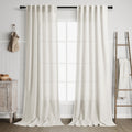 Nanspring 2 Panels Set Cream Linen Curtains 108 inches Long for Living Room Extra Back Tab Neutral Farmhouse Light Filtering Sem