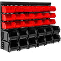 WISION Wall Mounted Storage Bins, 30 Wall Mount Tool Organizer Bins Plastic Parts Rack Container, Easy Access Compartments For T