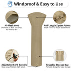Outdoorlines Waterproof Outdoor Patio Heater Covers With Zipper And Storage Bag, Dust-Proof Uv-Resistant Windproof Propane Heavy Duty Heater Cover For Standing Heater, 1 Pack-89Hx33Dx19B Inch Camel