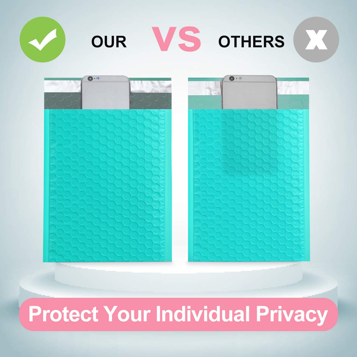 Ucgou Bubble Mailers 10.5X16 Inch Teal 25 Pack Poly Padded Envelopes Large #5 Mailing Packages Opaque Packaging Postal Self Seal