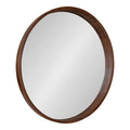 Kate and Laurel Hutton Round Wood Wall Mirror, 36 Diameter, Walnut Brown, Geometric Modern Farmhouse Wall Decor