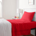 Amazon Basics Kids Soft Easy-Wash Lightweight Microfiber 3-Piece Sheet Set, Twin, Red, Solid