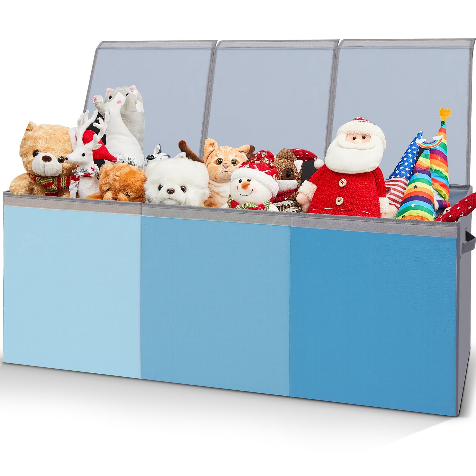 Patelai Extra Large Toy Box Storage Organizer with Lid 4/3 Grids Large Toy Chest Collapsible Storage Baskets for Boys Girls Livi