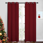 Nicetown Christmas Burgundy Bedroom Curtains Blackout Draperies, Christmas Decorations Thermal Insulated Solid Grommet Top Black
