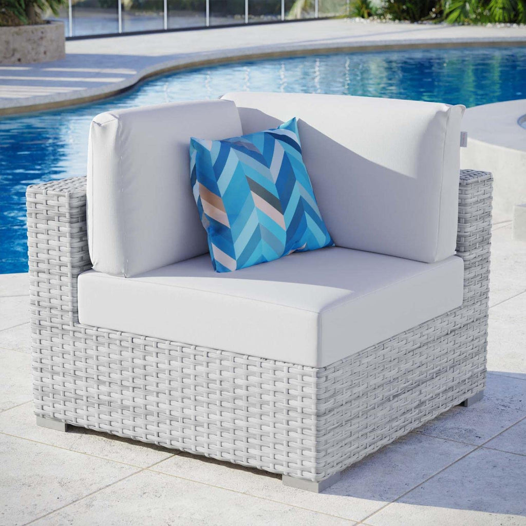 Modway Convene Outdoor Patio Corner Chair, Light Gray White
