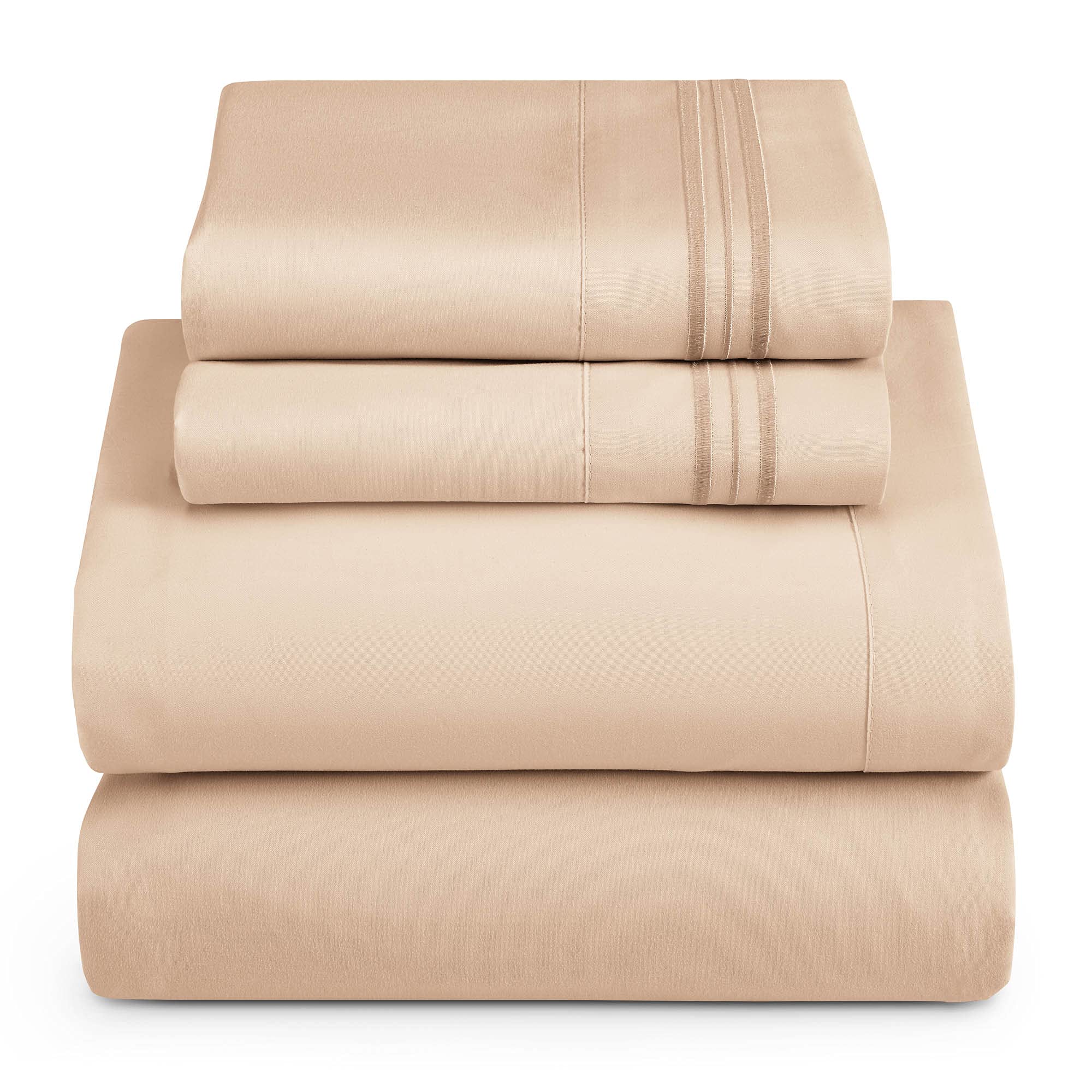 Hearth & Harbor Split King Size Sheets - 5 Piece Bed Sheet Set, Hotel Luxury Double Brushed Bed Sheets - Extra Soft Bedding Sheets & Pillowcases, Split King, Taupe