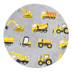 Poowe Round Construction Trucks Kids Area Rug Soft Fluffy Kids Construction Rugs For Playroom Nonslip Digger Nursery Rug For Boy
