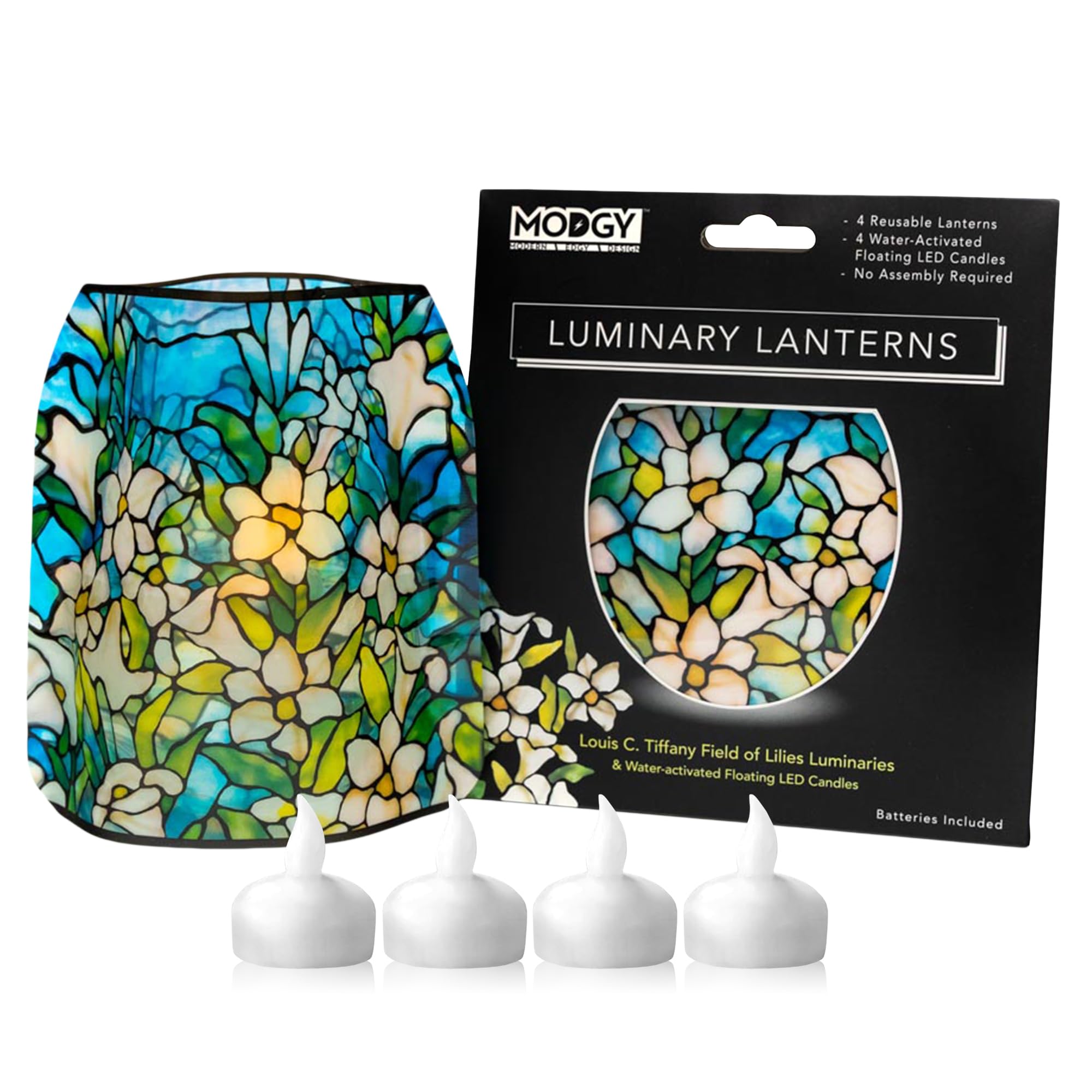 MODGY Luminary Decorative Lanterns for Indoor, Outdoor, Wedding Table Centerpiece Decor 4-Pack, with Flameless Floating LED Cand