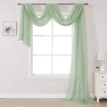 DONREN Sage Green Sheer Window Scarf Valance - Luxury Soft Semi Sheer Scarf for Window Wedding Arch Sheer Curtains Scarf (1 Pane