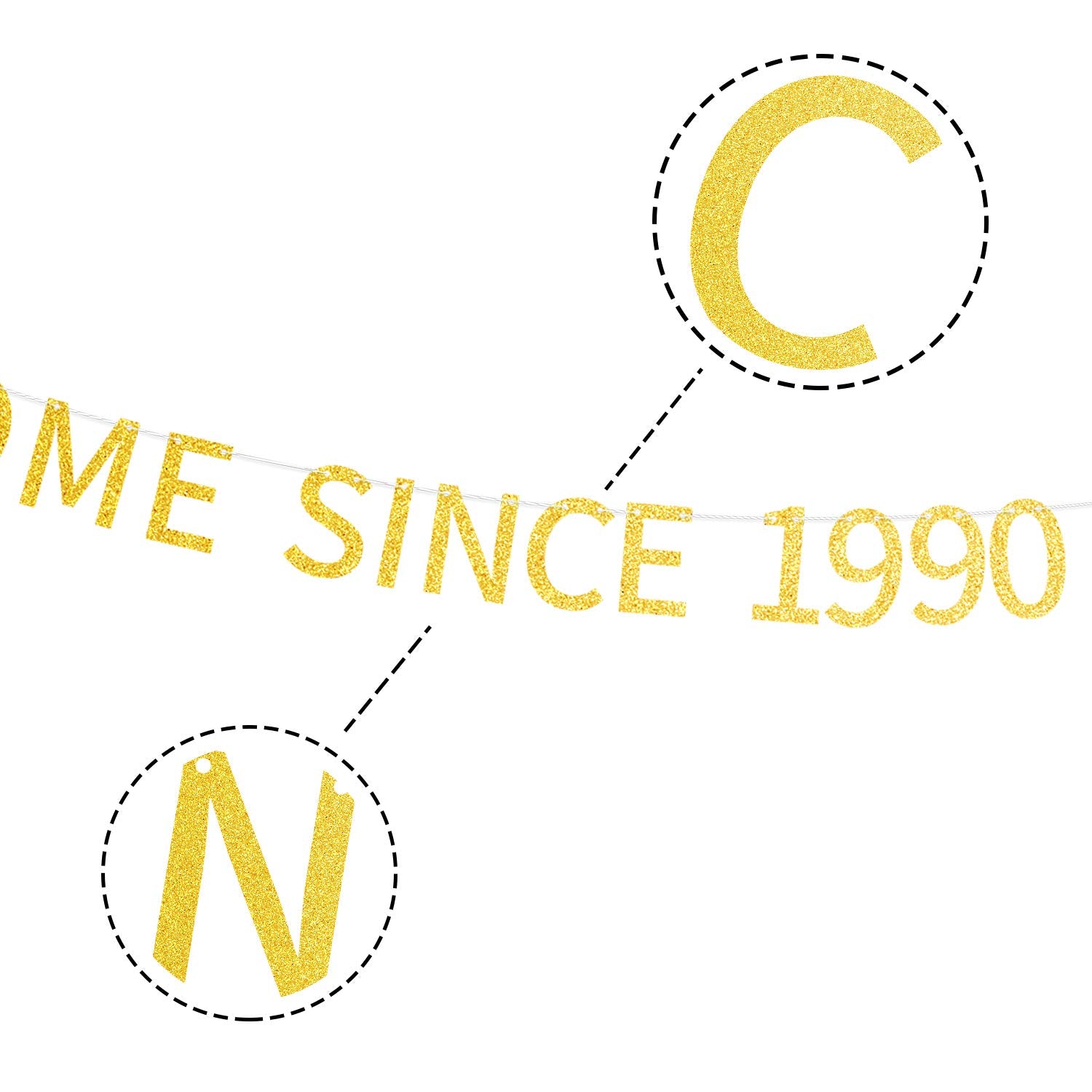Awesome Since 1990 Pre-Strung Gold Glittery 34Th Birthday Banner 34 Thirty Four Old Birthday Party Decorations For Men Women