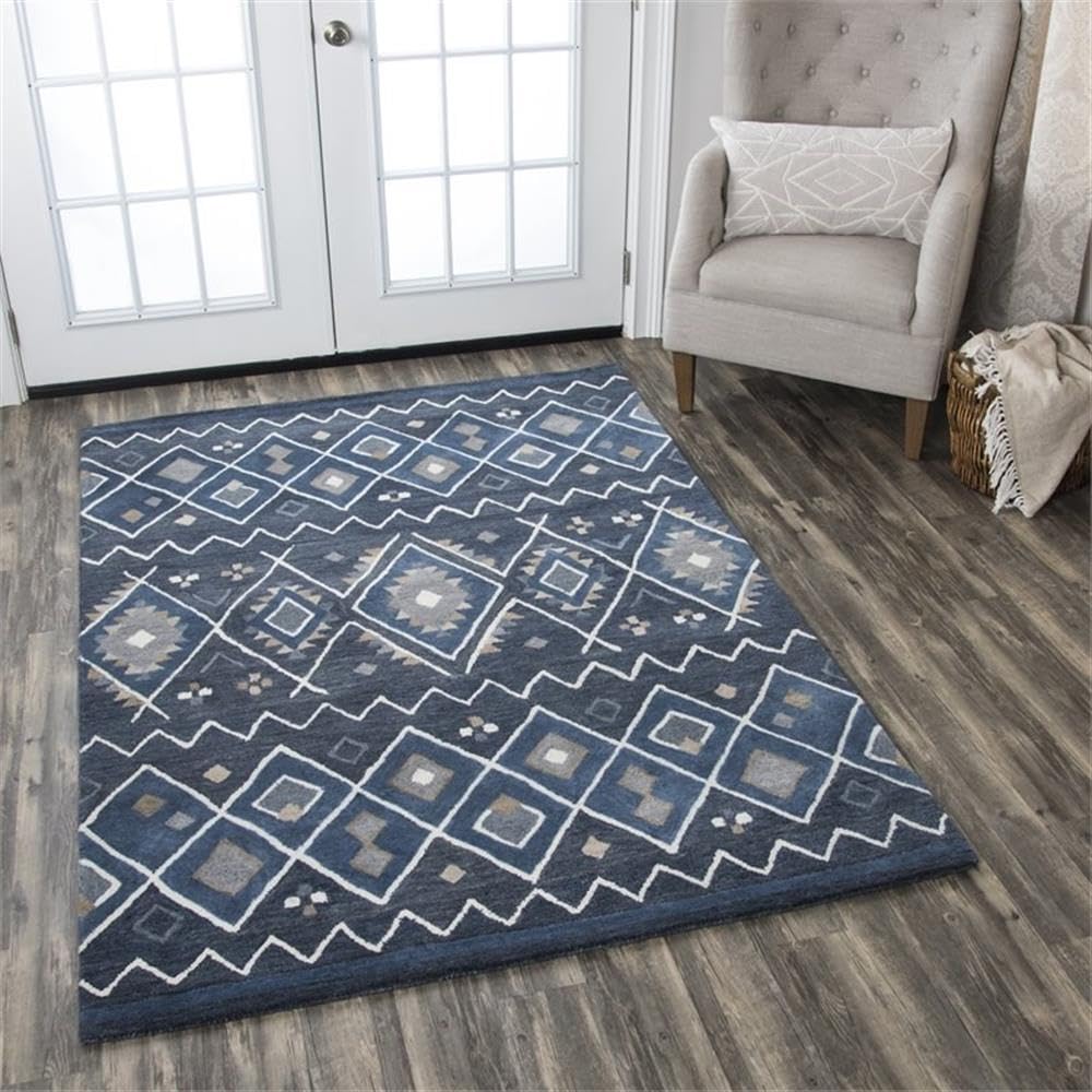Rizzy Home Alora Decor Pueblo 5' X 8' Tribal Indigo/Natural/Blue/Gray Hand-Tufted Area Rug