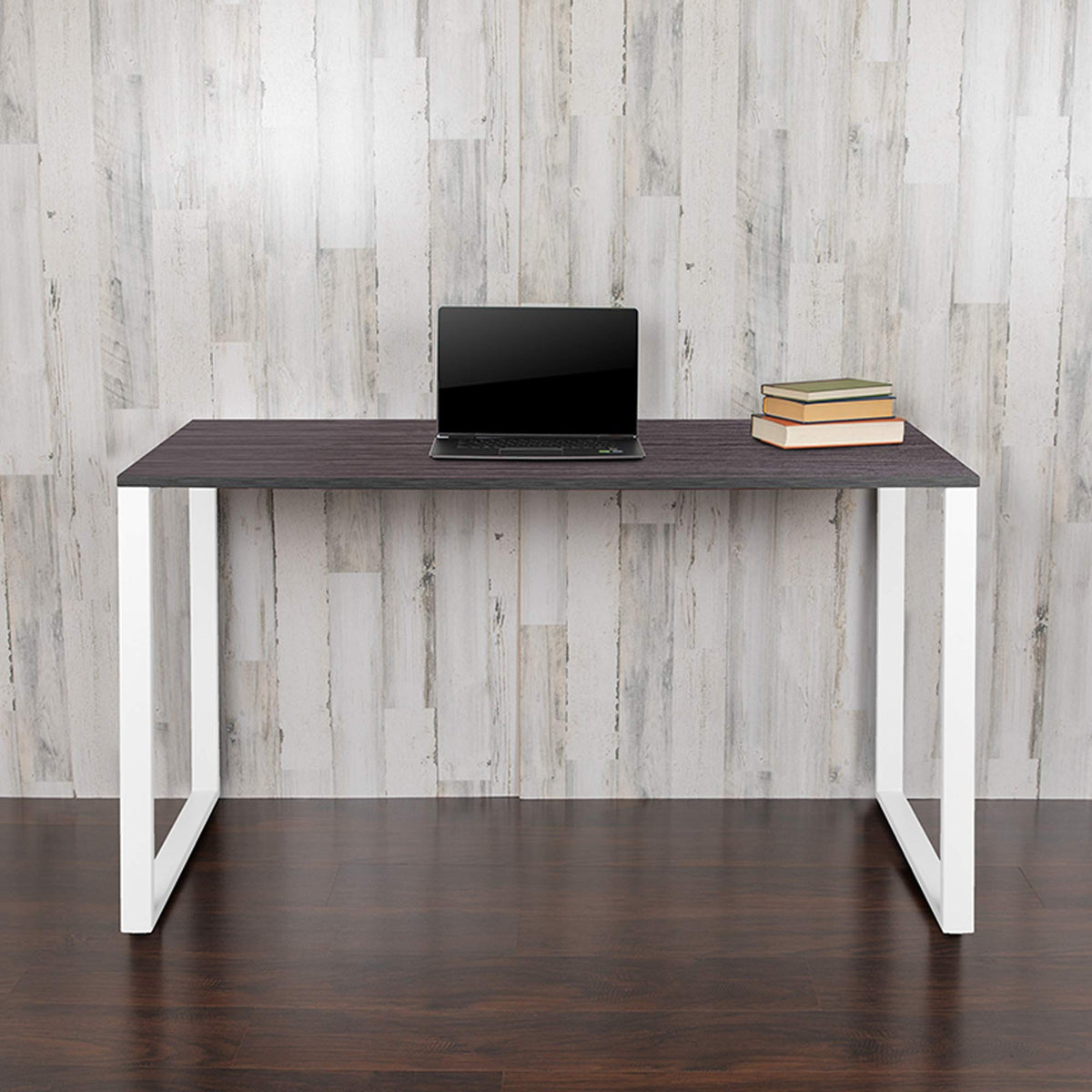 Flash Furniture Kimberly Modern Commercial Grade Desk Industrial Style Computer Desk Sturdy Home Office Desk - 55" Length (Rustic Gray)