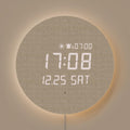 mooas Full Moon LED Silent Wooden Digital Wall Clock with Remote Control, Backlight Nightlight Digital Wood Wall Clock, Sunrise 