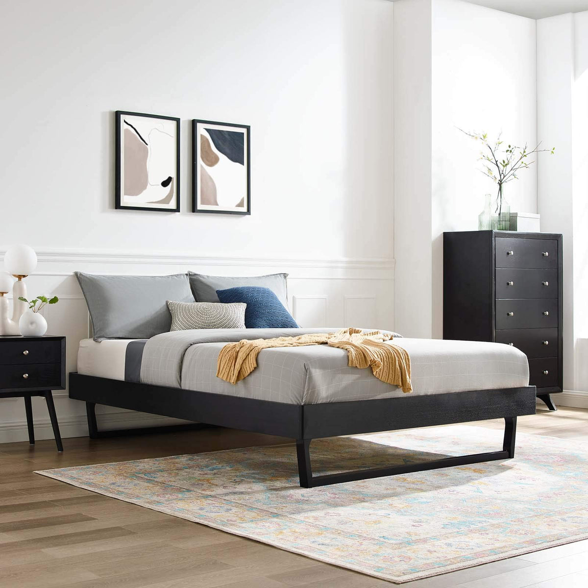 Modway Mod6212Blk Billie Twin Wood Platform Bed Frame, Black