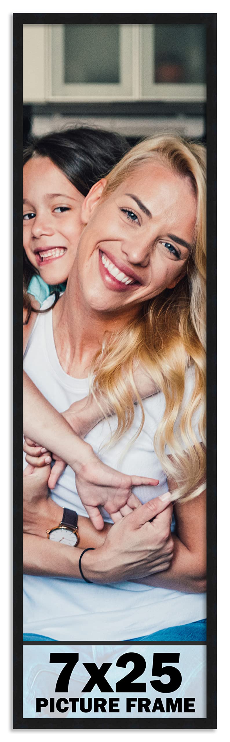 7x25 Frame Black Picture Frame - Complete Modern Photo Frame Includes UV Acrylic Shatter Guard Front, Acid Free Foam Backing Boa